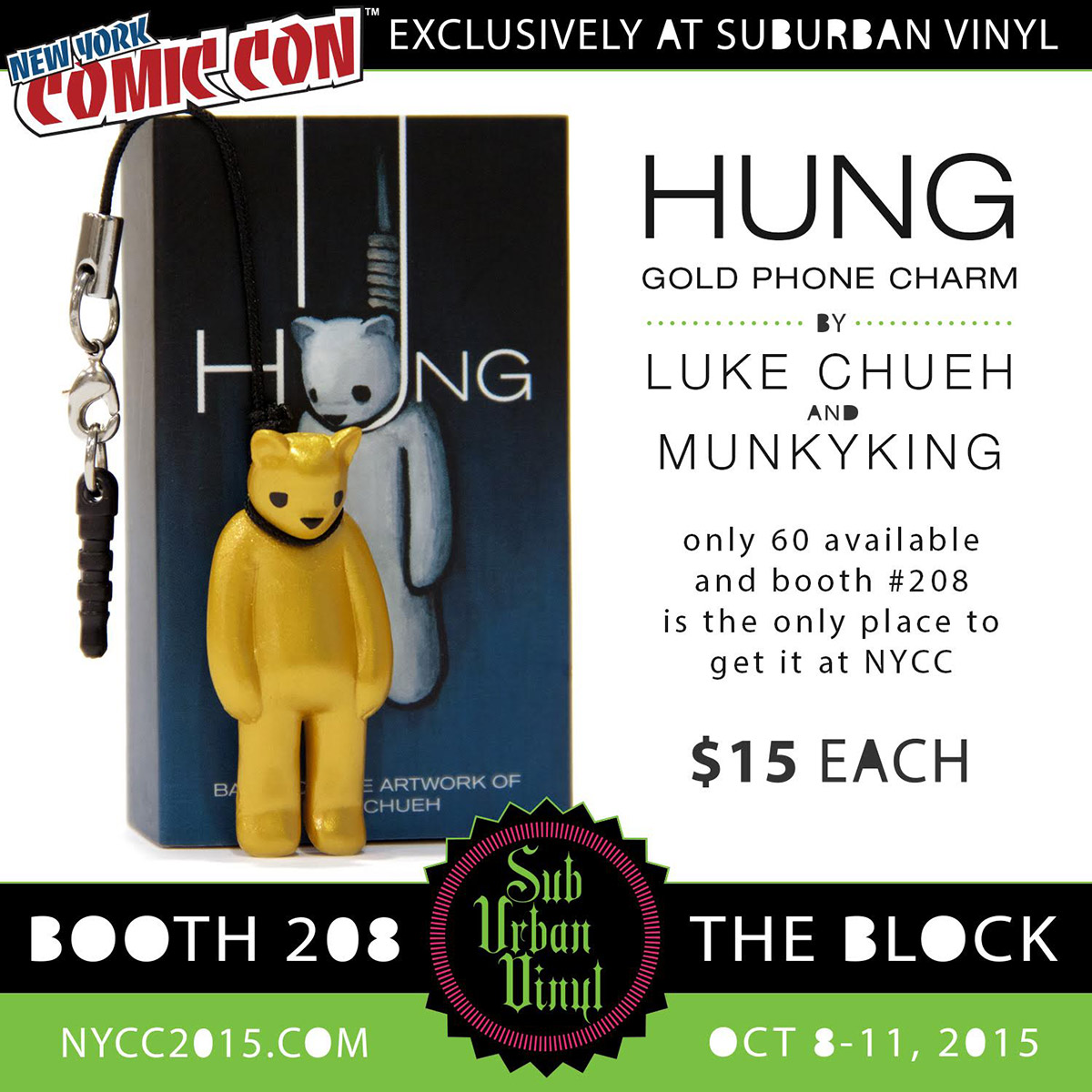 NYCC15: Gold Hung Phone Charm by Luke Chueh