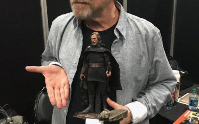 Mark Hamill (and Millie) meets his 1/6th scale Last Jedi Luke