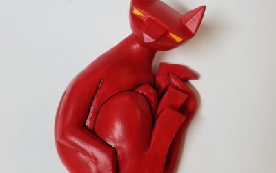 Argonaut Resins: One Of A Kind Tuttz Red Devil Cat Sculptures